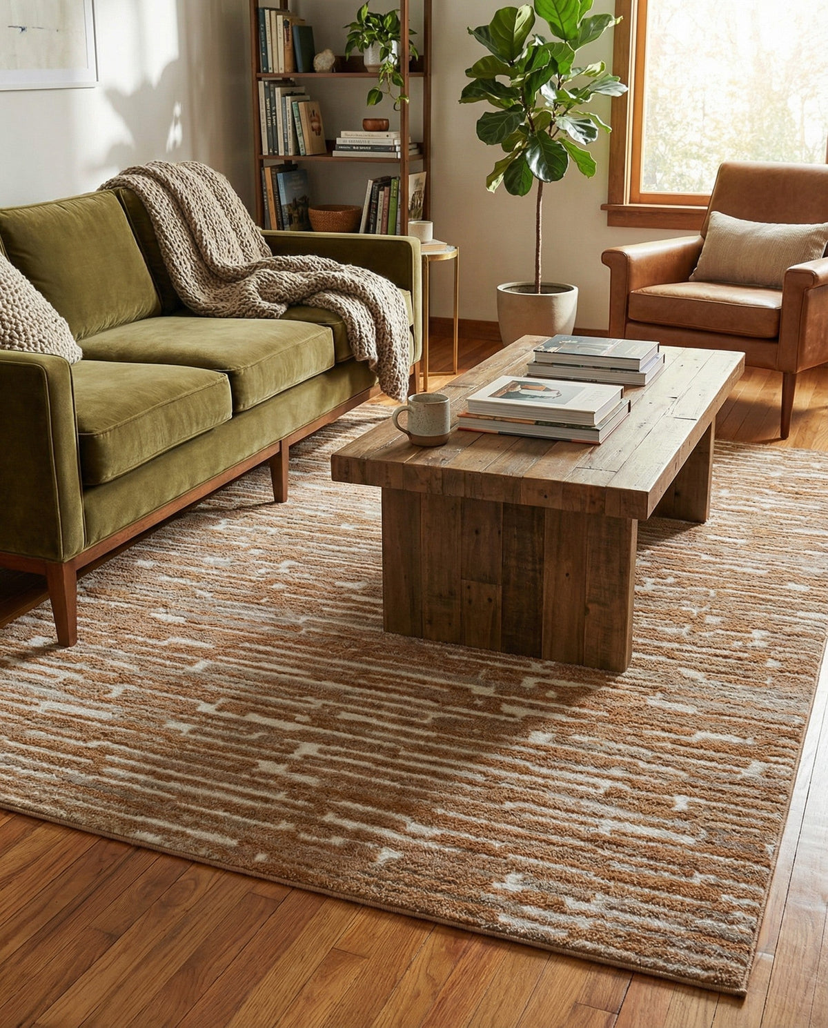 Sienna Collection Area Rug -  Rome Rectangle Caramel and Ivory  lifestyle 76