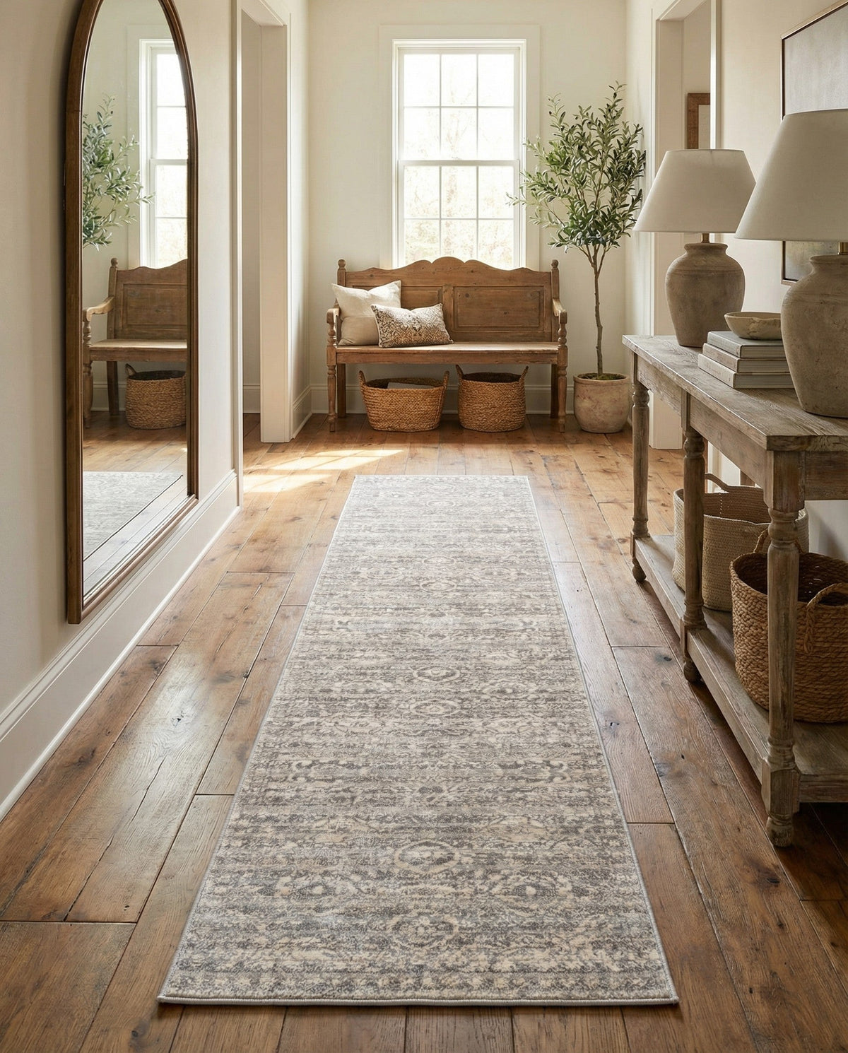 Seville Stripes Collection Area Rug -  Cordoba (Gray) Runner Gray  lifestyle 83