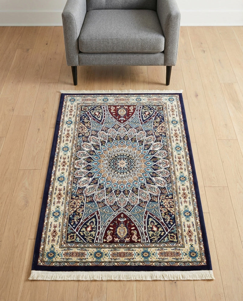 Persian Elegance Collection Area Rug -  Hamedan (Navy Blue) Rectangle Navy Blue  lifestyle 27