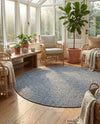 Highland Woven Jute Collection Area Rug - Glenmore (Navy Blue) Round Navy Blue  lifestyle 60
