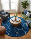Trellis Mosaic Collection Area Rug - Arborville (Navy Blue) Round Navy Blue  lifestyle 88
