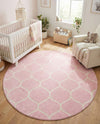 Trellis Mosaic Collection Area Rug -  Pergolatown (Light Pink) Round Light Pink  lifestyle 82