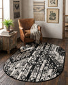 Cascade Range Collection Area Rug - Hood (Black and White) Oval Black and White  lifestyle 76