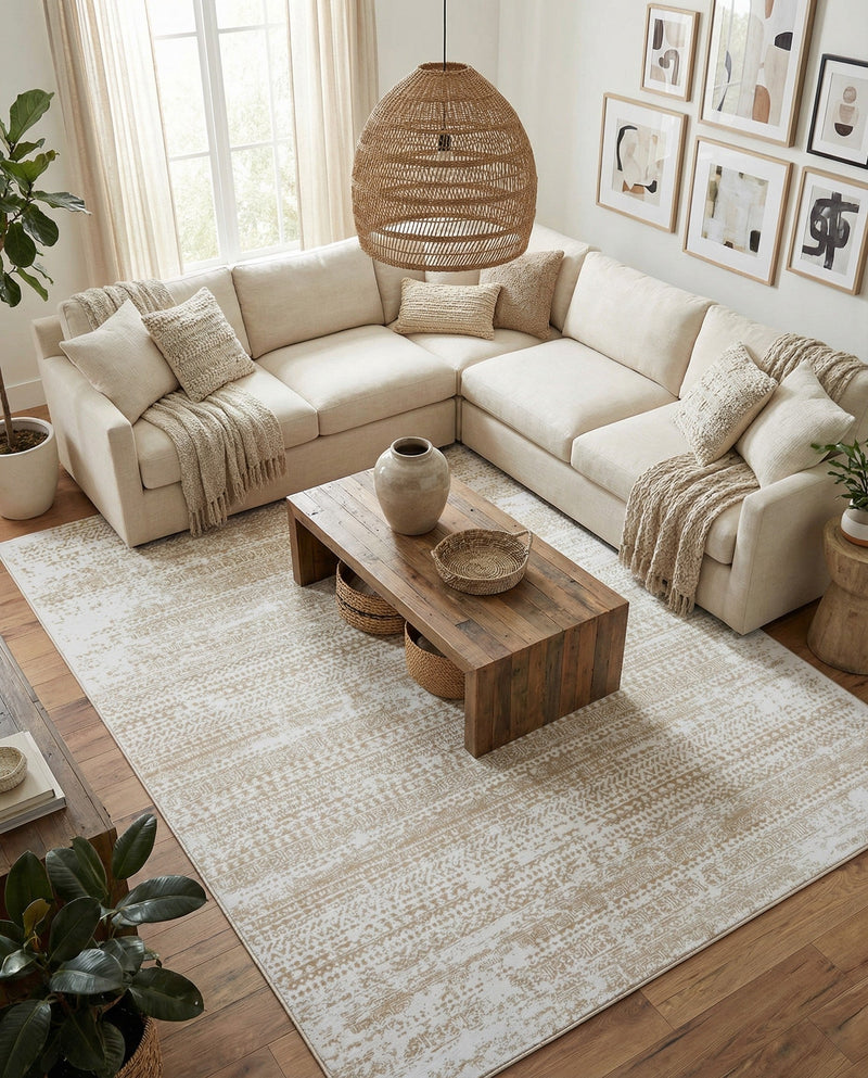 Sanctuary Retreat Collection Area Rug -  Refuge Rectangle Snow White  lifestyle 9