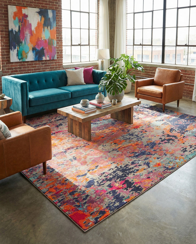 Colorburst Oasis Collection Area Rug -  Prism Rectangle Multi  lifestyle 16
