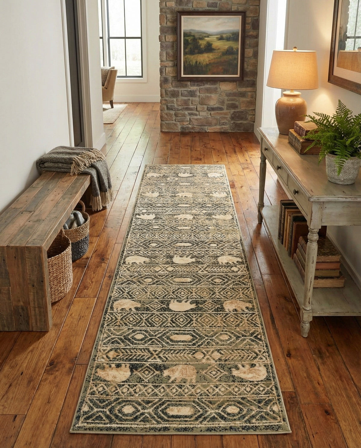 Frontier Trails Collection Area Rug -  Sedona Runner Green  lifestyle 56