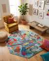 Colorburst Oasis Collection Area Rug -  Fresco Octagon Aqua  lifestyle 70