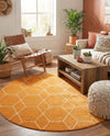 Trellis Mosaic Collection Area Rug - Arborville (Orange) Round Orange  lifestyle 46