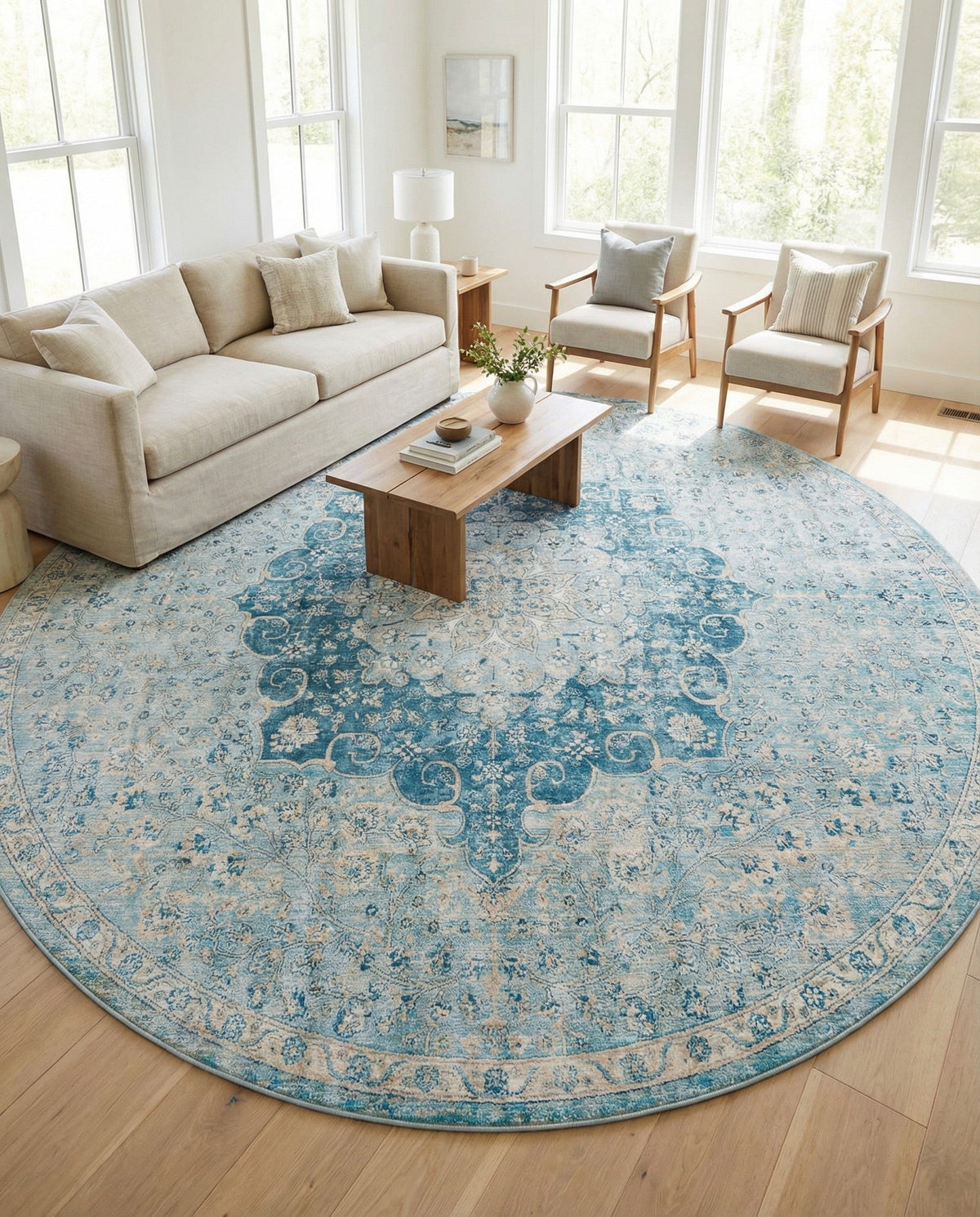 Coastal Haven Collection Area Rug - Seabreeze (Navy Blue) Round Navy Blue  lifestyle 59