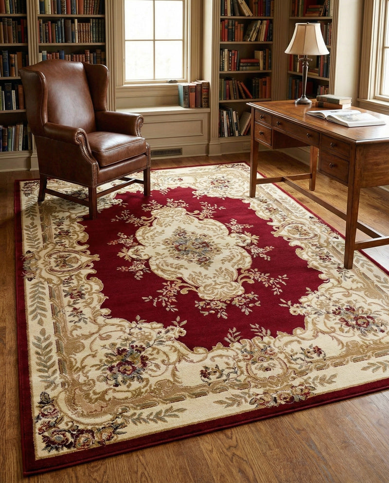 Versailles Elegance Collection Area Rug -  Vincennes Rectangle Red  lifestyle 16