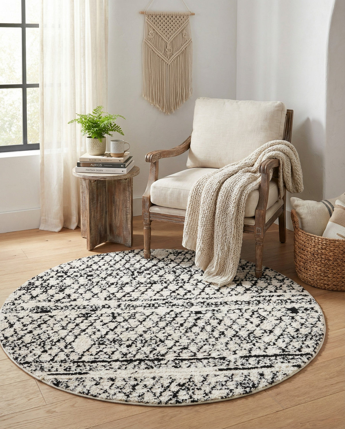 Tangier Treasures Collection Area Rug -  Marrakech Round Ivory  lifestyle 94