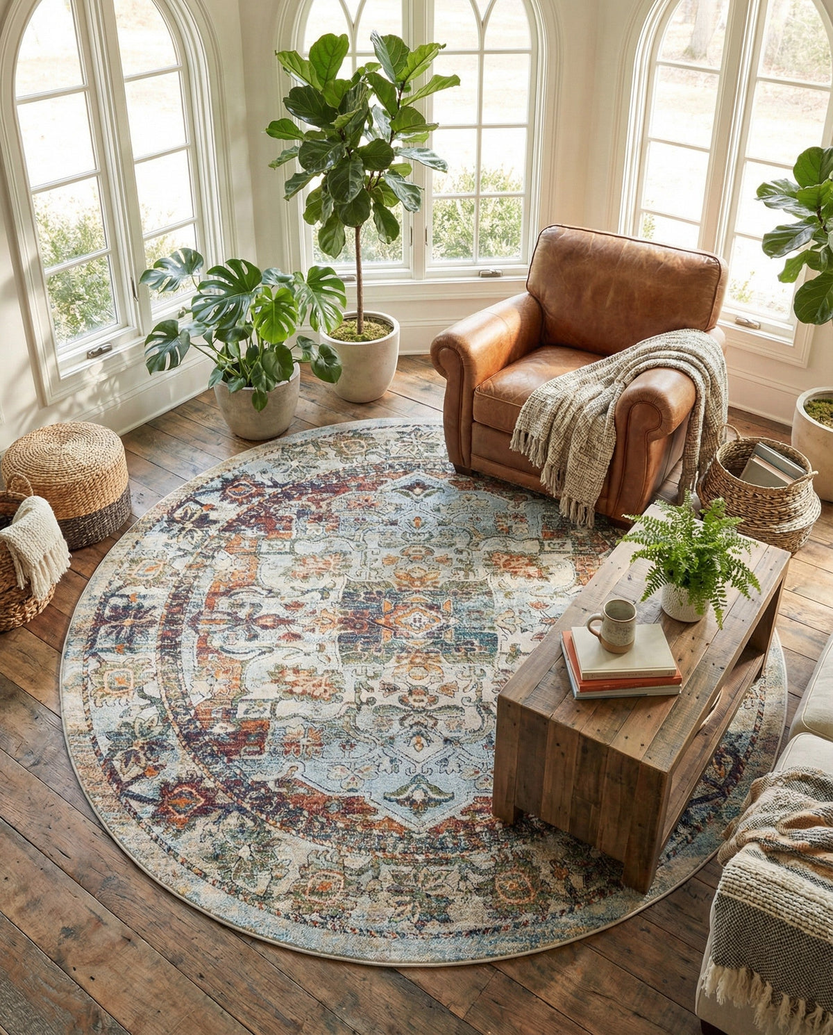 Savannah Soiree Collection Area Rug -  Everglade (Ivory) Round Ivory  lifestyle 113