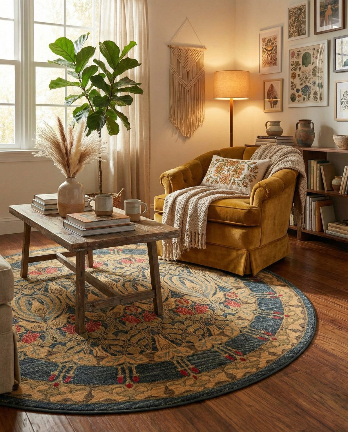 Chelsea Elegance Collection Area Rug -  Brompton (Navy Blue) Round Navy Blue  lifestyle 81
