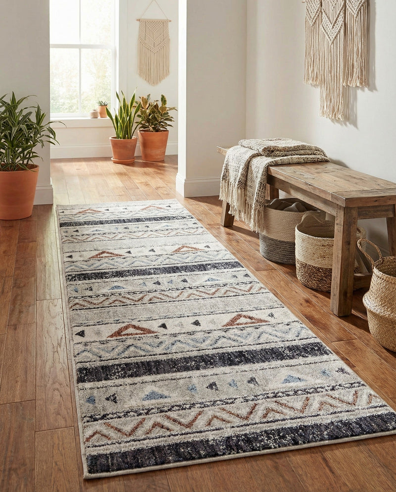 Desert Modern Eco Rug Series Collection Area Rug -  Arches Runner Gray  lifestyle 57