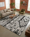 Cascade Range Collection Area Rug - Hood (Black and White) Square Black and White  lifestyle 59