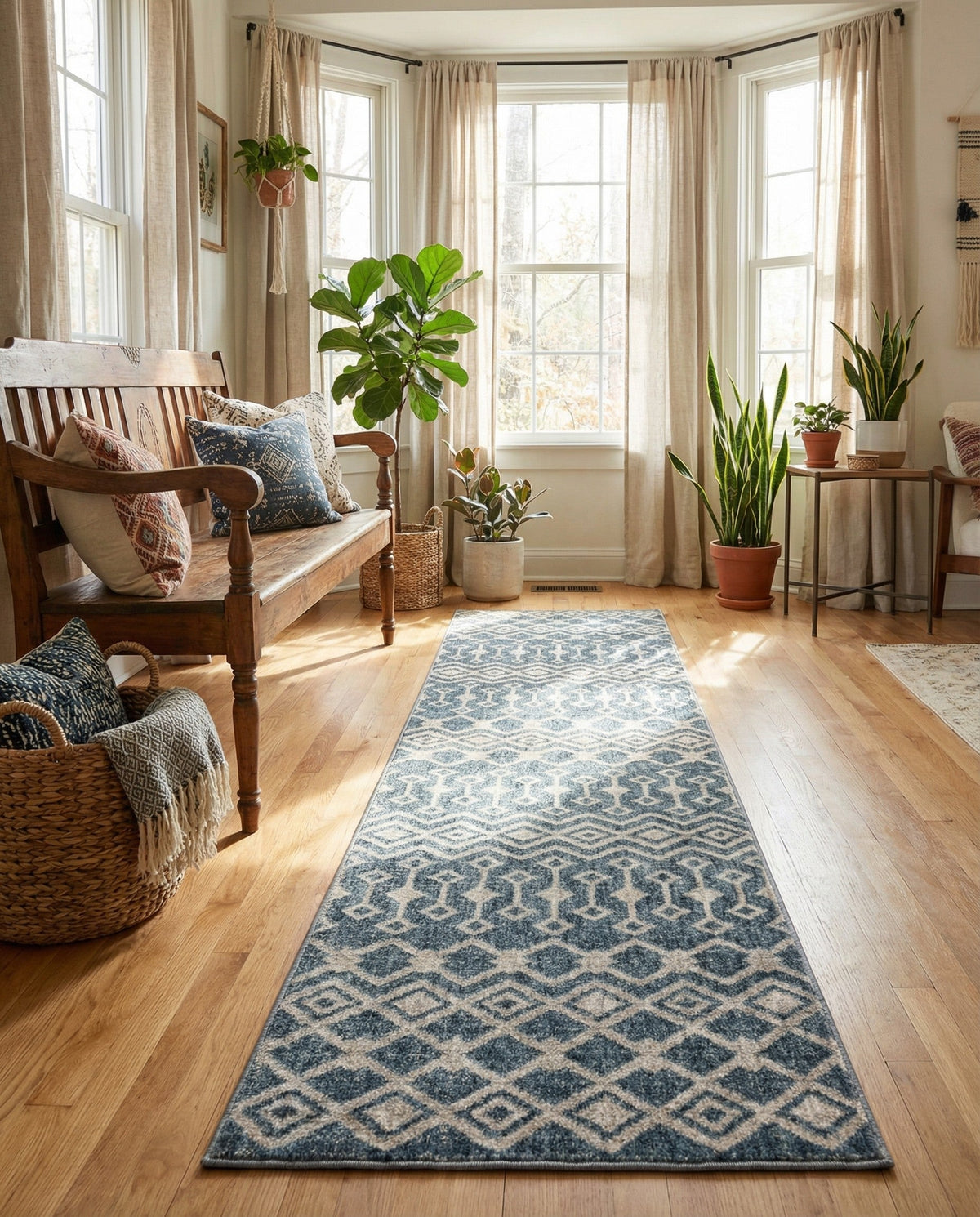 Geo Garden Lattice Collection Area Rug -  Andalusia Runner Harbor Blue  lifestyle 184