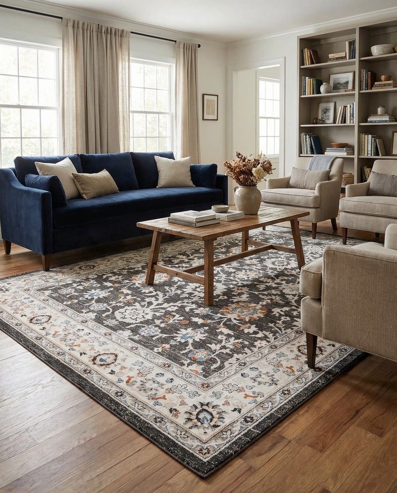 Savannah Elegance Collection Area Rug - Augusta (Fume Gray) Rectangle Fume Gray  lifestyle 12
