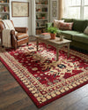 Tabriz Tapestries Collection Area Rug - Azerbaijan (Red) Rectangle Red  lifestyle 6