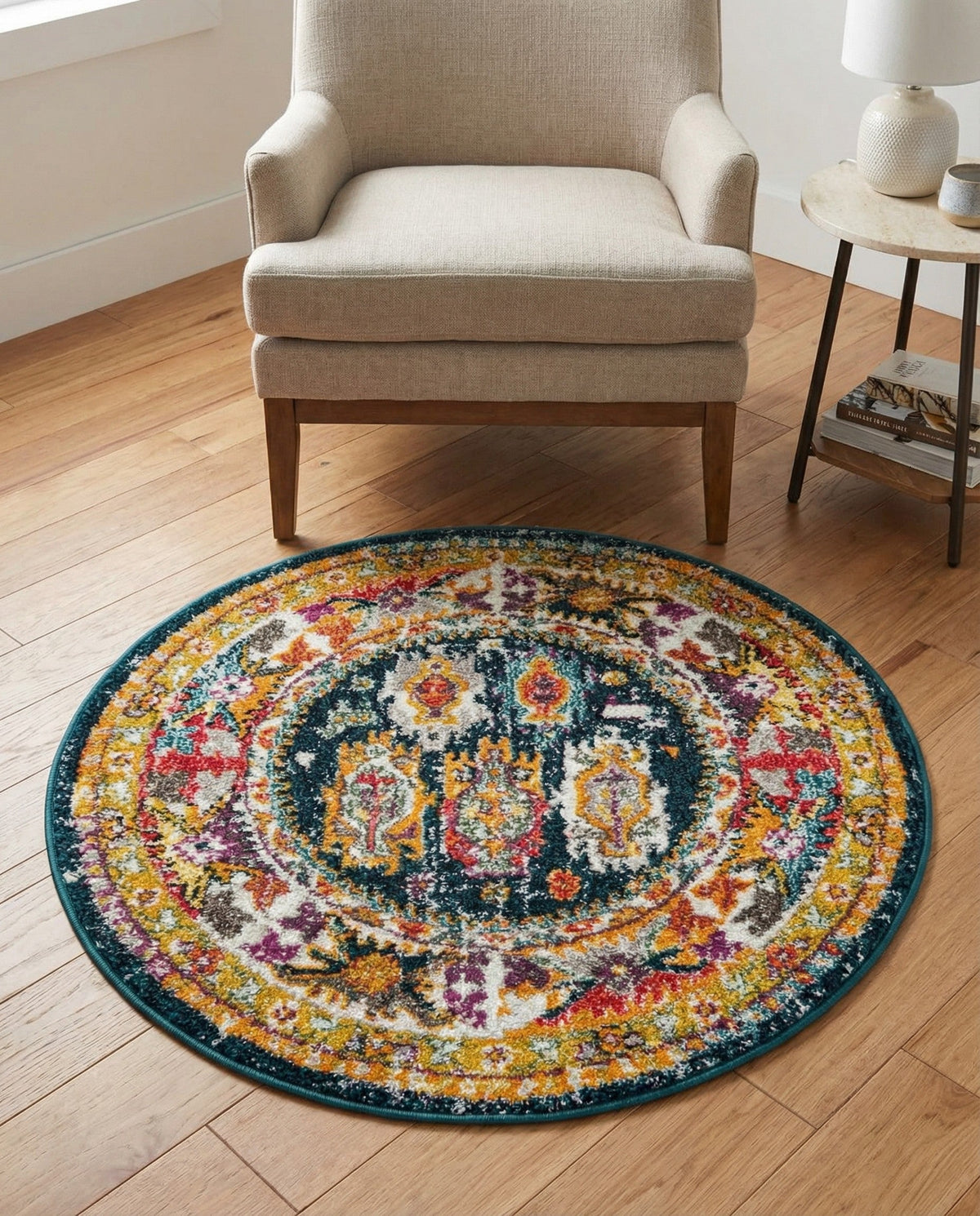 Brighton Terrace Collection Area Rug -  Portslade Round Navy Blue  lifestyle 121