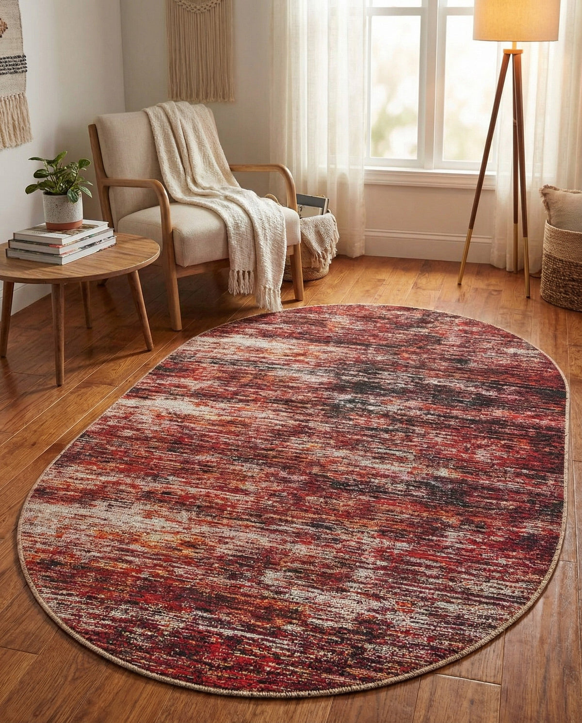 Sahara Essence Collection Area Rug - Oasis (Rust Red) Oval Rust Red  lifestyle 97