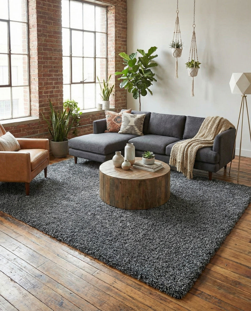 Cozy Comfort Shag Collection Area Rug - Haven (Pebble Gray) Rectangle Pebble Gray  lifestyle 15