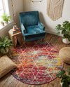 Trellis Mosaic Collection Area Rug - Arborville (Multi) Round Multi  lifestyle 87