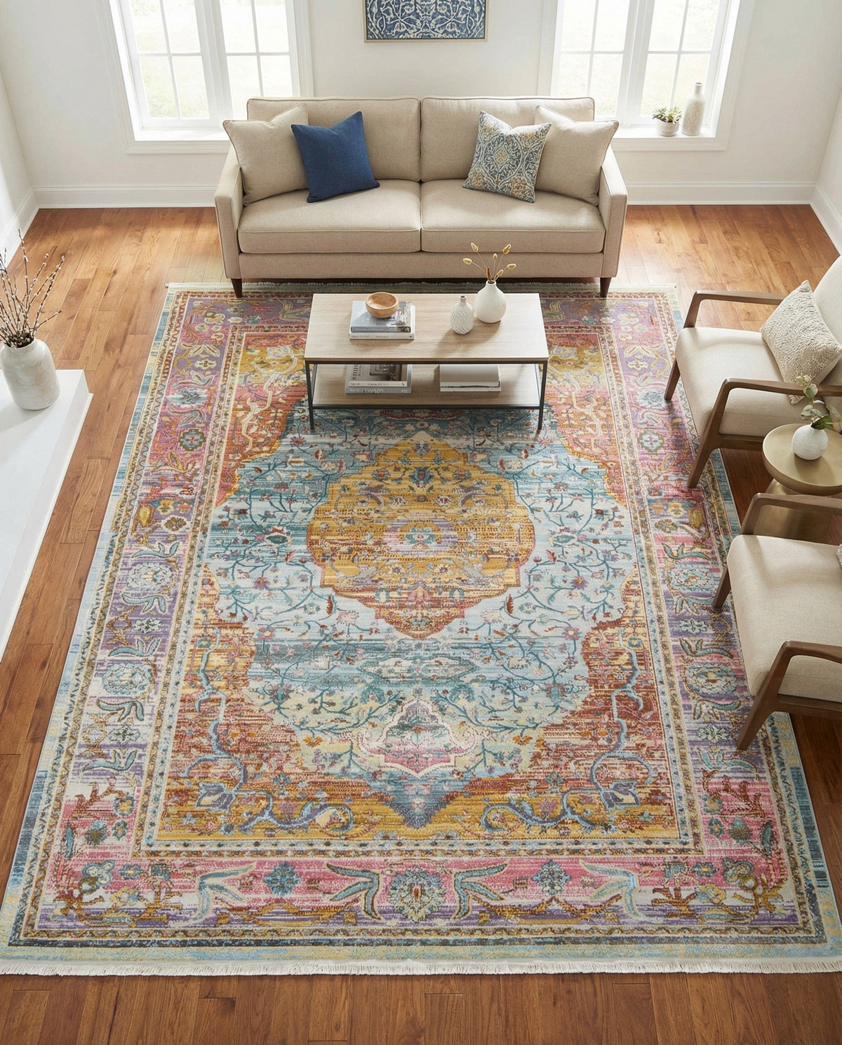 Caribbean Breeze Collection Area Rug -  Vieques Rectangle Light Blue  lifestyle 8