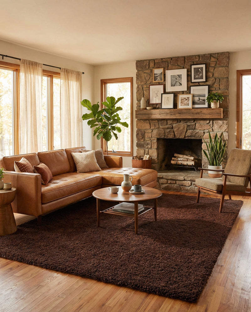 Plush Oasis Collection Area Rug - Serenity (Chocolate Brown) Rectangle Chocolate Brown  lifestyle 19