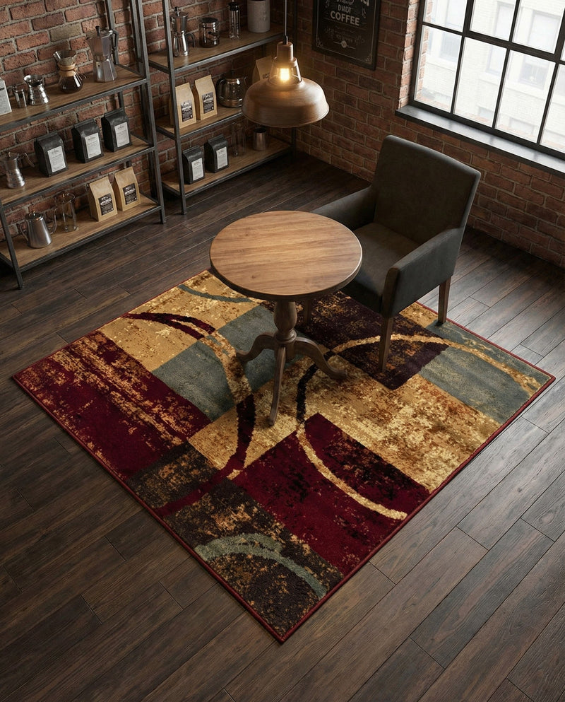 Bistro Lounge Collection Area Rug -  Ristretto Square Multi  lifestyle 53