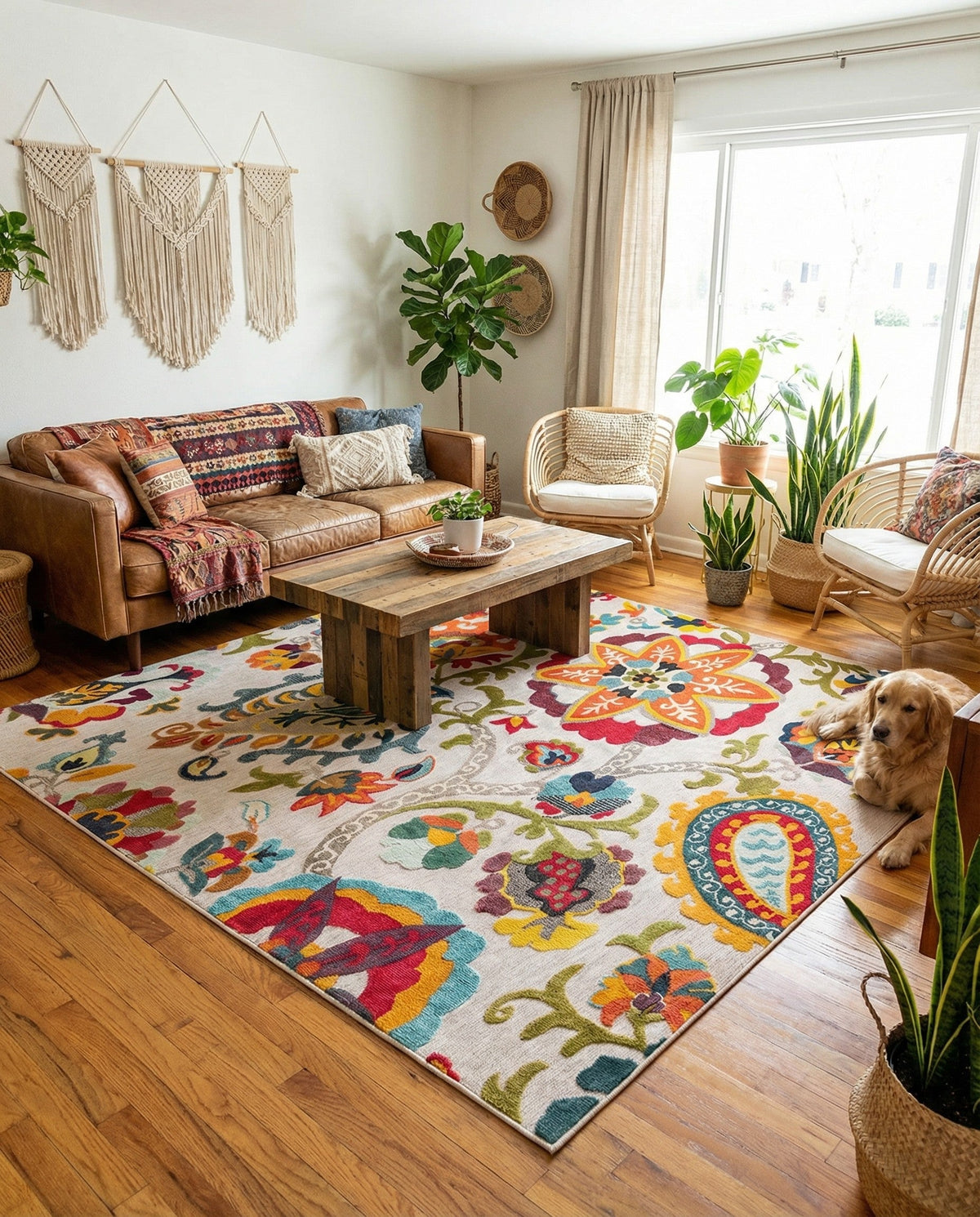 Outdoor Marrakesh Collection Area Rug - Fes Square Multi Beige  lifestyle 125