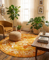 Riviera Elegance Collection Area Rug -  Menton (Orange) Round Orange  lifestyle 56