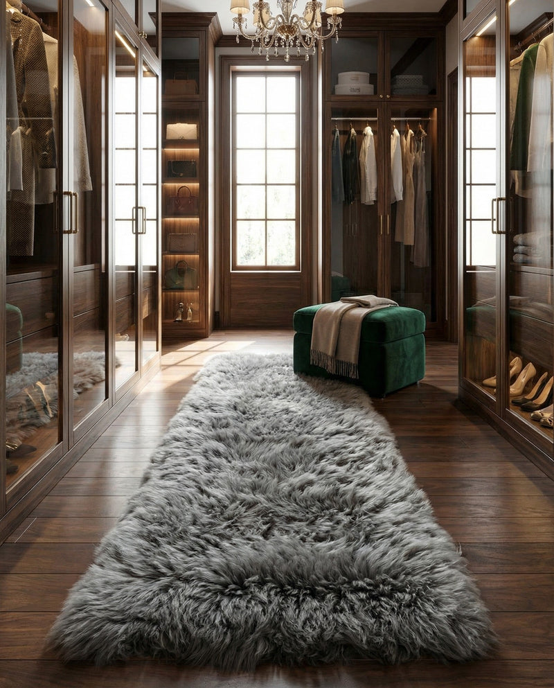 Lambskin Haven Collection Area Rug - Fleeceville Runner Gray  lifestyle 42