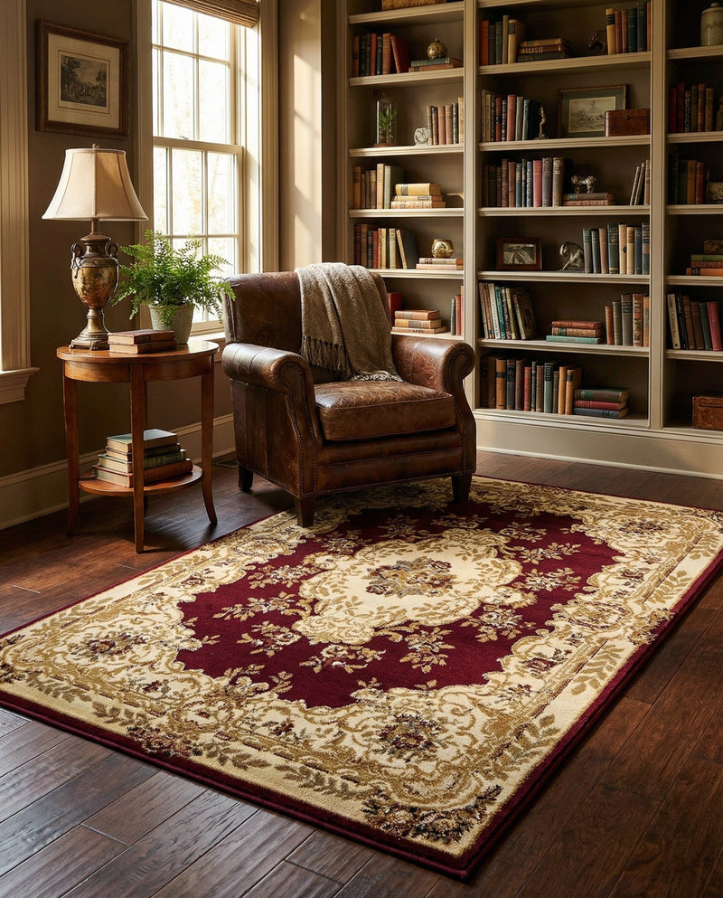 Versailles Elegance Collection Area Rug -  Vincennes Rectangle Red  lifestyle 28