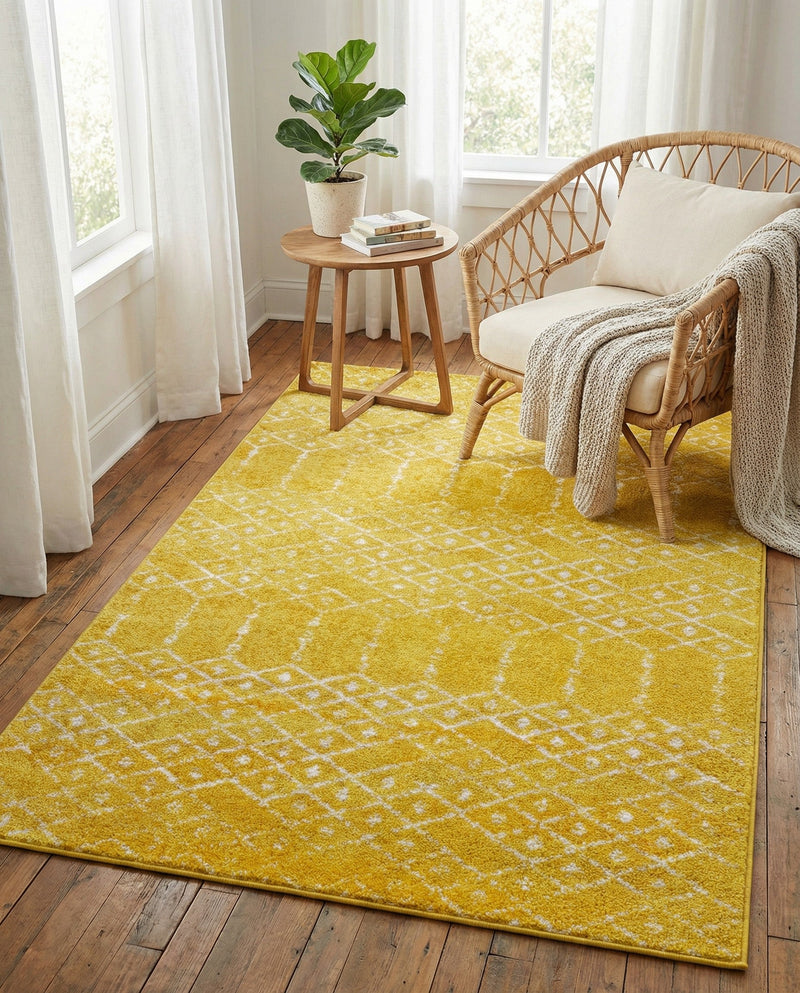 Marrakesh Lattice Collection Area Rug - Casablanca (Yellow) Rectangle Yellow  lifestyle 10