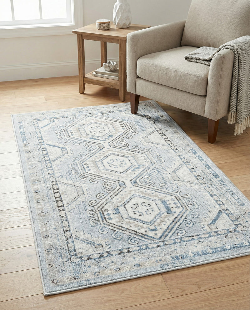 Savannah Elegance Collection Area Rug -  Tybee (Aqua Blue) Rectangle Aqua Blue  lifestyle 28