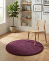 Plush Oasis Collection Area Rug - Serenity (Eggplant Purple) Round Eggplant Purple  lifestyle 52