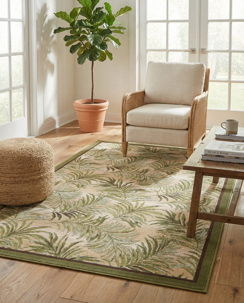 Seaside Blooms Collection Area Rug -  Verdant Rectangle Green  lifestyle 12