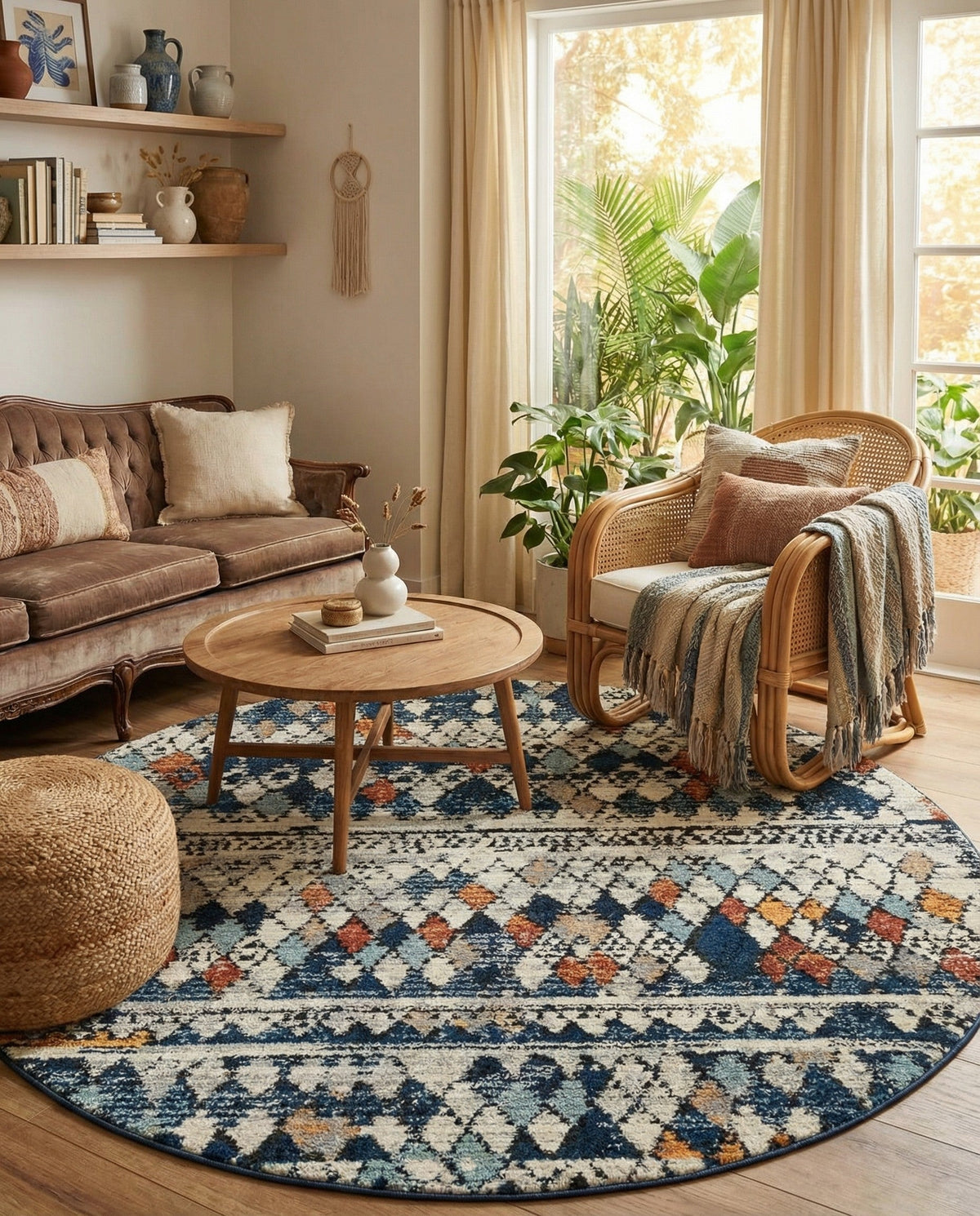 Tangier Treasures Collection Area Rug -  Marrakech Round Multi  lifestyle 149