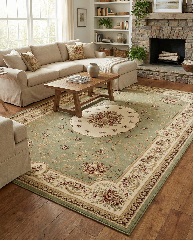 Versailles Elegance Collection Area Rug -  Bellevue Rectangle Green  lifestyle 17
