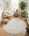 Mediterranean Lattice Collection Area Rug - Santorini (Ivory and Gray) Round Ivory and Gray  lifestyle 45
