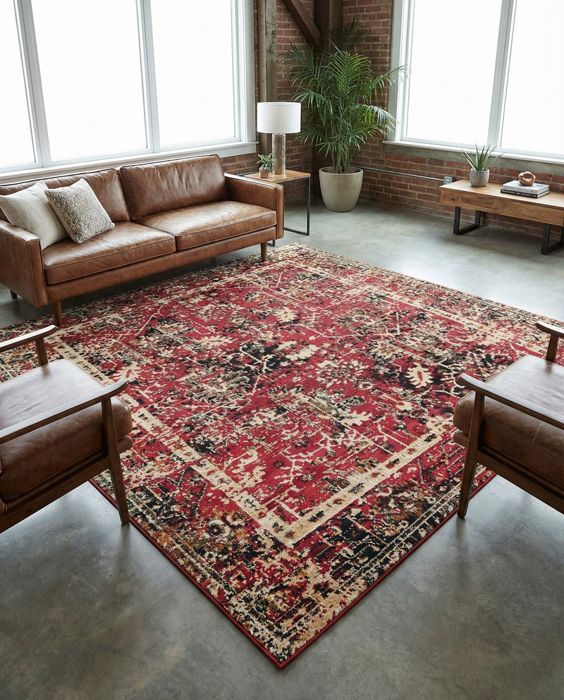 Neptune Elegance Collection Area Rug -  Galatea (Burgundy) Square Burgundy  lifestyle 63