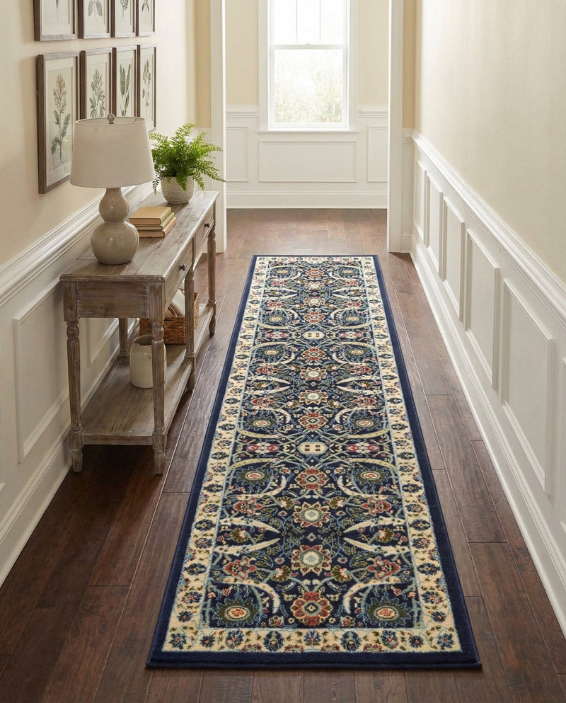 Tabriz Tapestry Collection Area Rug - Sahand (Navy Blue) Runner Navy Blue  lifestyle 53