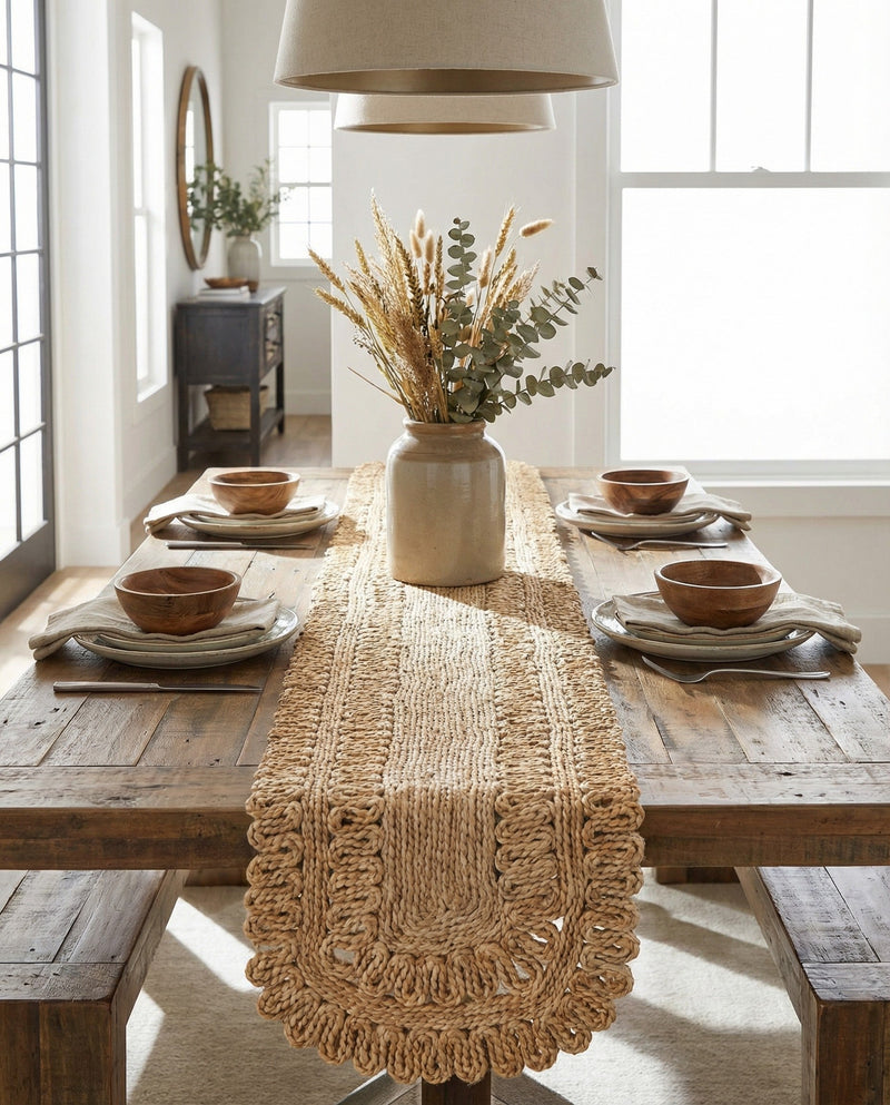 Woven Seaside Jute Collection Area Rug - Seaside Table Runner Natural  lifestyle 31