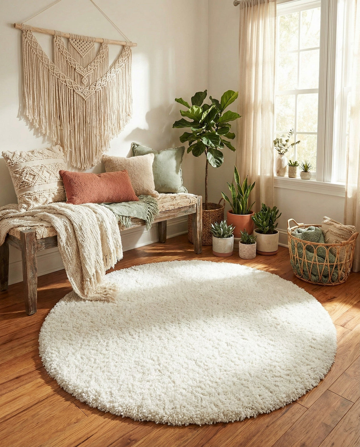 Alpine Plush Collection Area Rug -  Cortina (White) Round White  lifestyle 72
