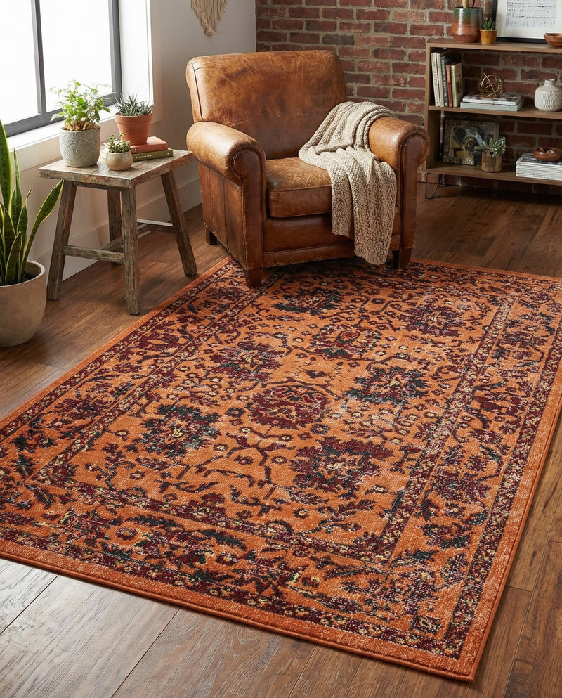 Geneva Terrace Collection Area Rug -  Lausanne Rectangle Orange  lifestyle 43