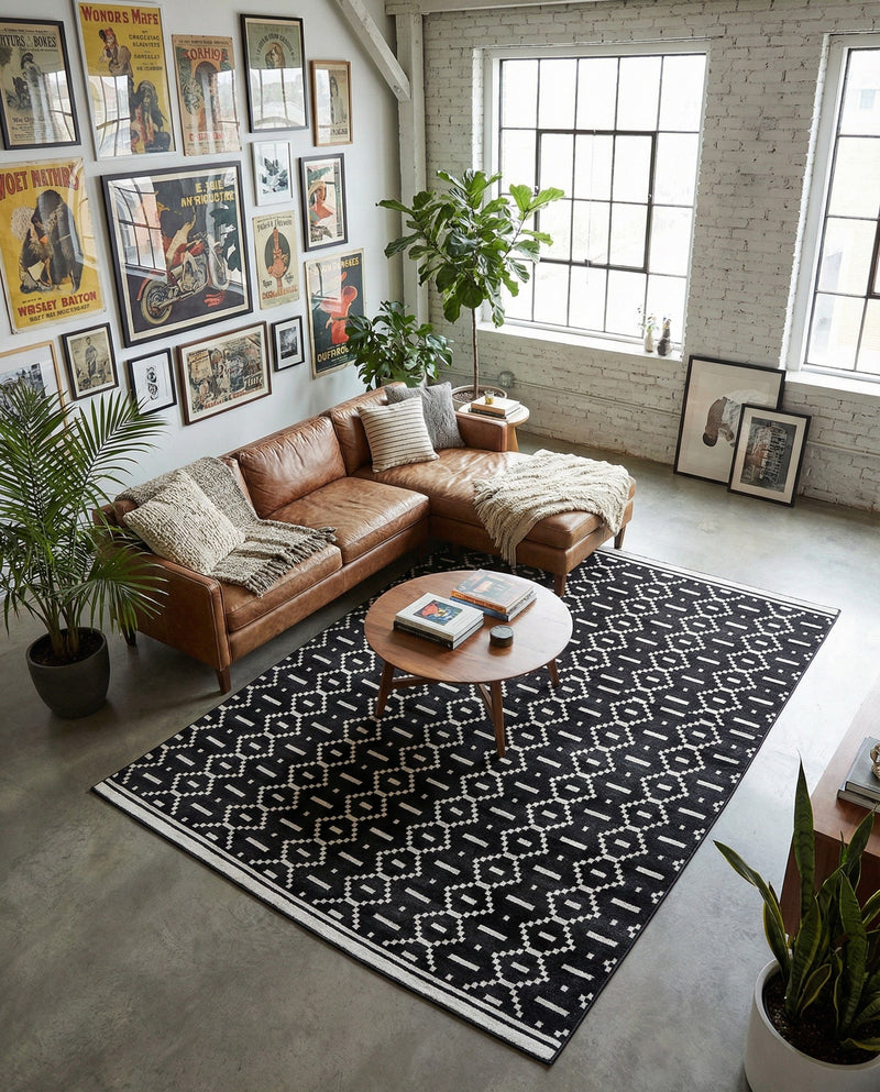 Copenhagen Edge Collection Area Rug -  Tivoli Rectangle Black  lifestyle 29