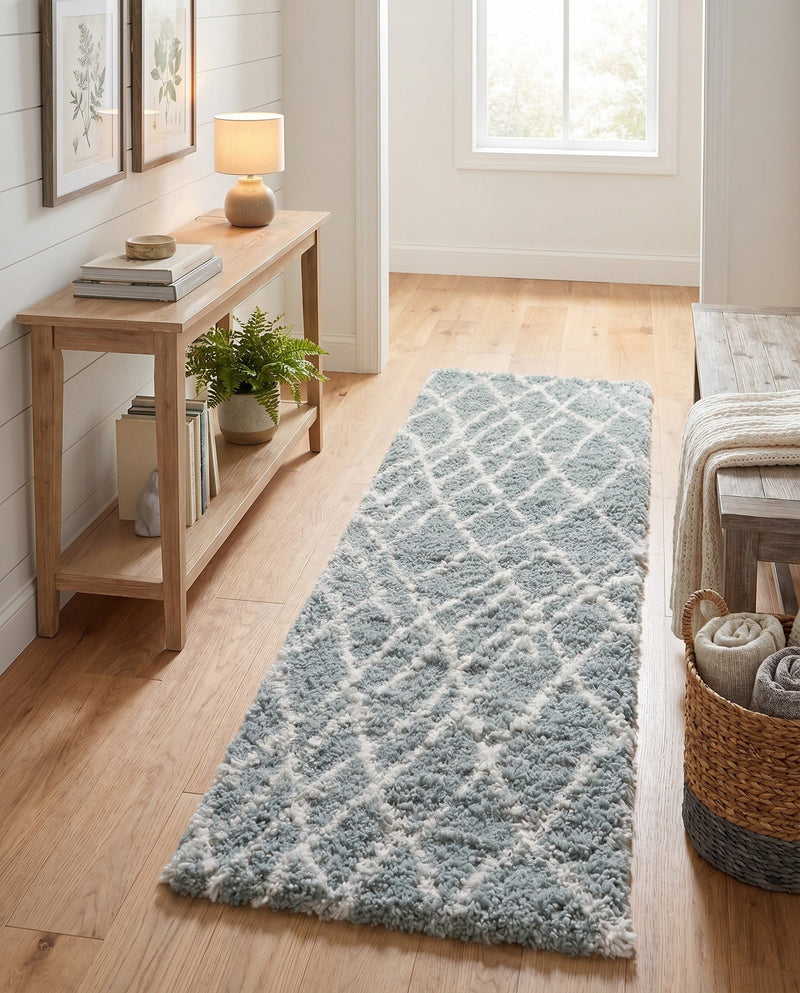 Cozy Haven Shag Collection Area Rug - Serenity (Sage Green) Runner Sage Green  lifestyle 48
