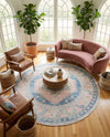 Savannah Series Collection Area Rug -  Augusta (French Blue) Round French Blue  lifestyle 53
