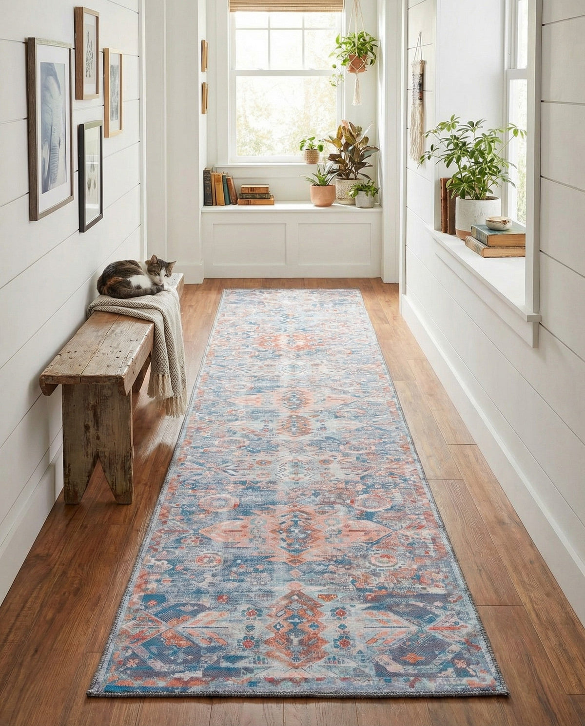 Heritage Elegance Collection Area Rug -  Potala Runner Blue  lifestyle 93