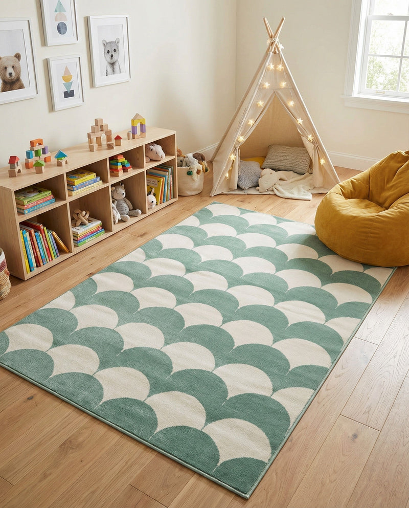 Wonder Tykes Collection Area Rug - Sparklewood Rectangle Soft Green  lifestyle 14